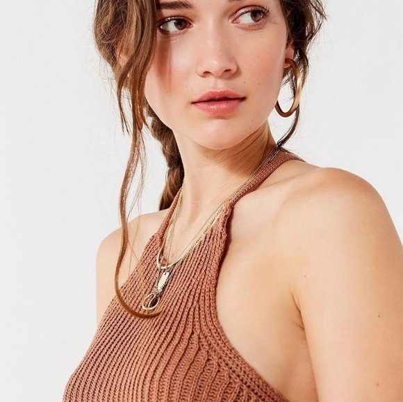 DONATING 10/23 - NWT UO Cropped Knit Halter Brown - Picture 3 of 5